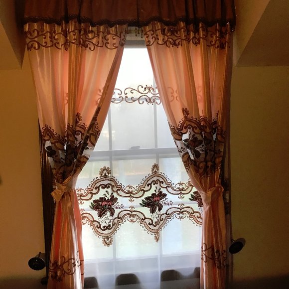 Orange color curtain 2 panels - Picture 1 of 5